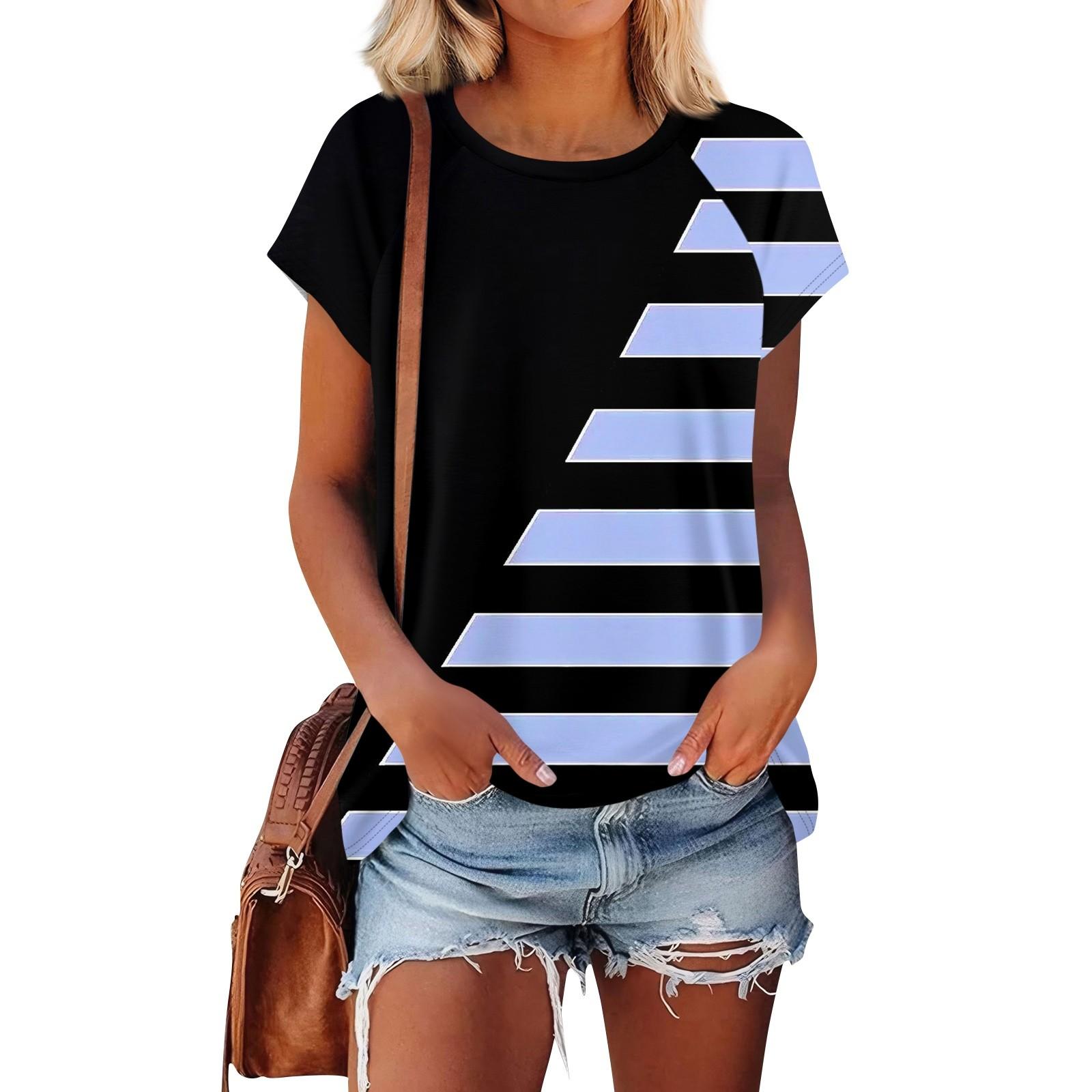 

Женские футболки с коротким рукавом, милые туники с круглым вырезом, топы, базовые футболки, блузки, свободный пуловер S