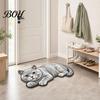 Tile And Wood Floor Mat Cute Cat Bathroom Rug, Anti-Slip Absorbent Bath Washable Plush Easy Care Kitty Door for Entrance Kitchen Home Decor Safety Rug