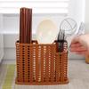 Rattan Weaving Drain Chopsticks Cage Three Compartments Multifunctional Cutlery Hollow Drainer