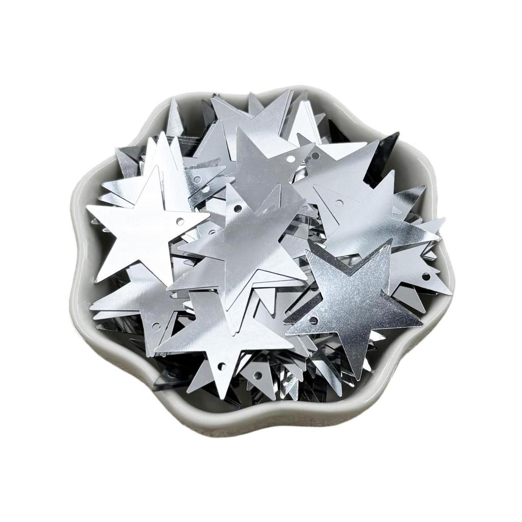 25MM Silver Edge Pentagram PET Star Sequins Single Hole Eco-Friendly DIY Jewelry Accessories