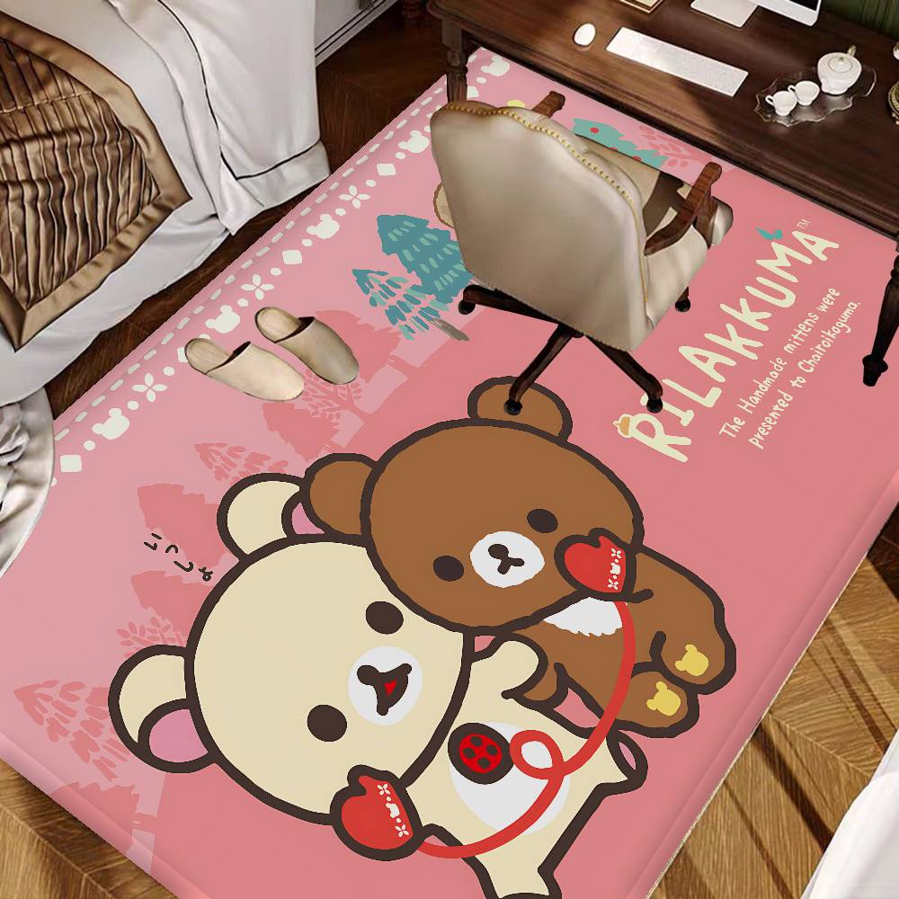 Kawaii Rilakkuma Bear Door Mat Nordic Style Bedroom Living Room Doormat Home Balcony Anti-Slip Alfombra