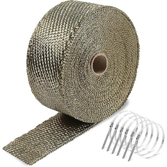 Exhaust Heat Wrap,2”X 16 Ft, Motorcycle Fiberglass Heat Shield Tape With Stainless Ties, Black