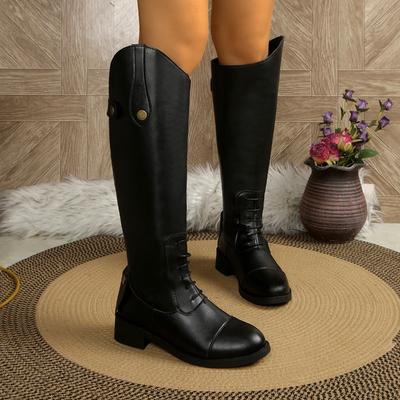Damen High Boots Mode High Heels Elegante 2025 Trend Neue Chunky Kniehohe Ritterstiefel Sexy Frau Motorrad Botas Mujer