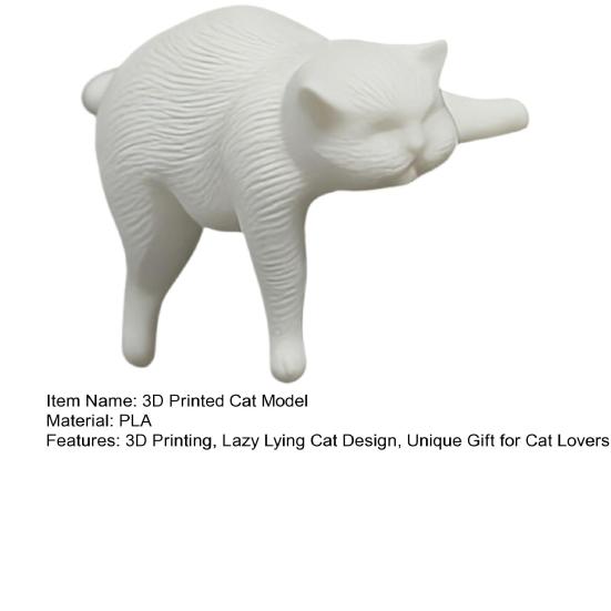 Yousheng 3D Printed Cat Model, Lying Cat Figurine Desk Edge Hanging, Resin Matte Texture Desktop Ornament, Creative Gift for Cat
