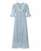 Women's Summer French Elegance Simple Loose Lace-up Floral Single-breasted Lace V-neck Dress