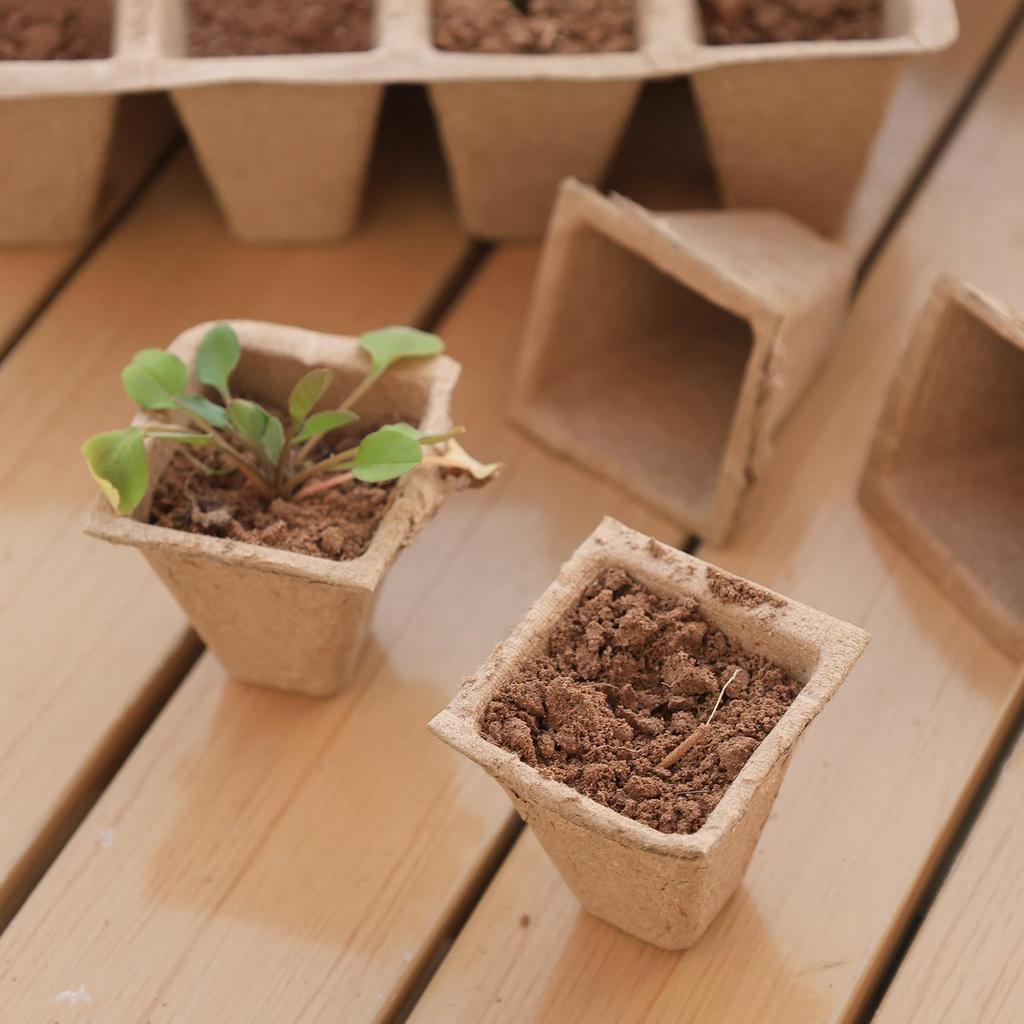 10PCS Paper Pulp Cup Biodegradable Plant Seedling Starter Nursery Tray Gardening Seed Planter Germination Growing Containers