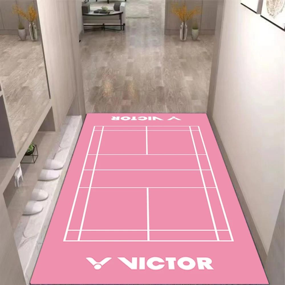 Bunter Badminton-Themenbereich Teppich Rutschfeste Bodenmatte für Wohnzimmer Schlafzimmer Sportliebhaber Dekor Lustiger Lässiger Wohnakzent