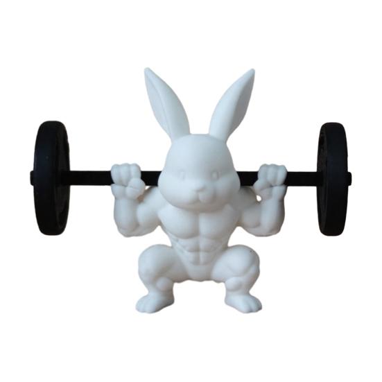Easter Muscle Bunny Figurine Cute Mini 3D Printed Bunny Statue Collectible Rabbit Ornament for Spring Home Table Shelf Decor
