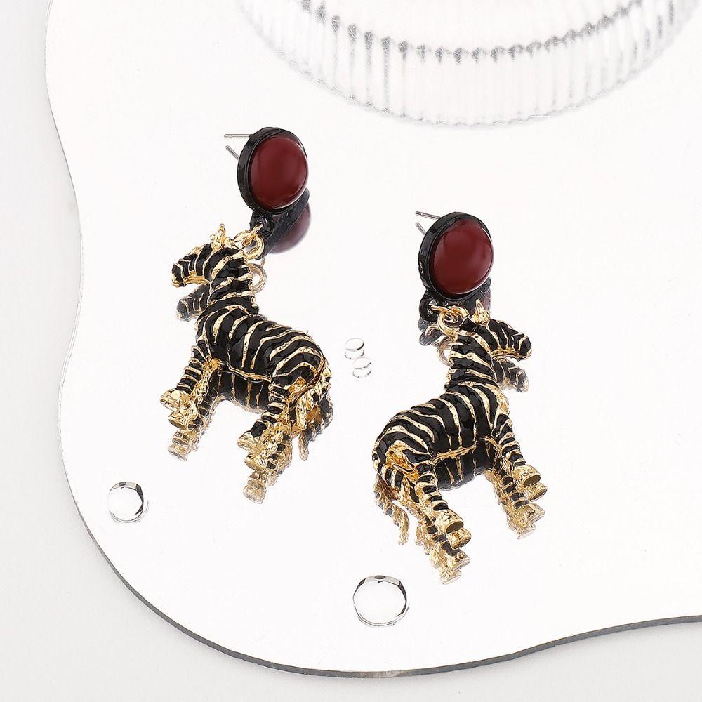 Oil Drop Pendant Zebra Earrings Trend Jewelry Animal  Earrings Enameled Earrings  Summer