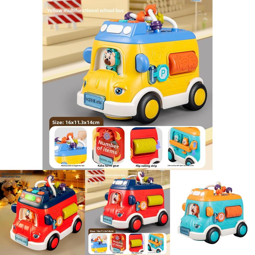 Multifunctional School Bus Light Sound Educational Toy For Toddlers Boys And Girls