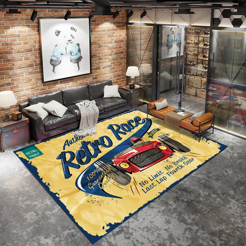 American Industrial Wind Lounge Rug Home Non-slip Mat Large Area Living Room Decoration Retro Rug Punk Style Rugs for Bedroom