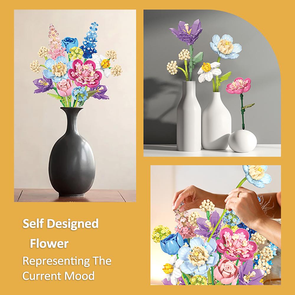 DIY Eternal Flower Bouquet Infinite Innovation Building Block Toys - Symbol of Love, Ideal Valentine's Day Gift for Girls