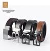 Men's Plus Size Genuine Leather Reversible Belt with Rotating Pin Buckle - Casual and Versatile.