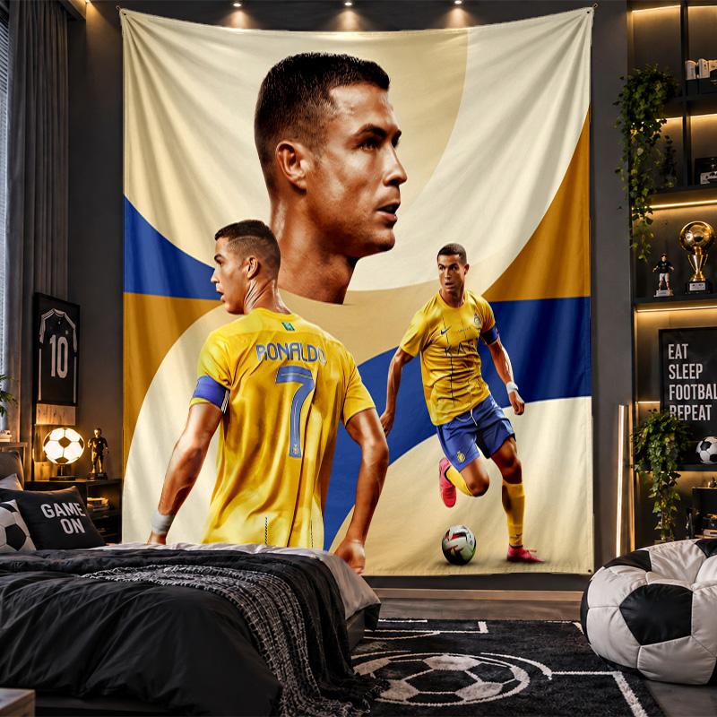 Wandbehang Wandteppich Cristiano Ronaldo Druck Stoff für Wohnzimmer Schlafzimmer Heimdekoration