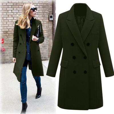 Autumn and Winter Long Woolen Women's Coat 3-button Woolen Coat
