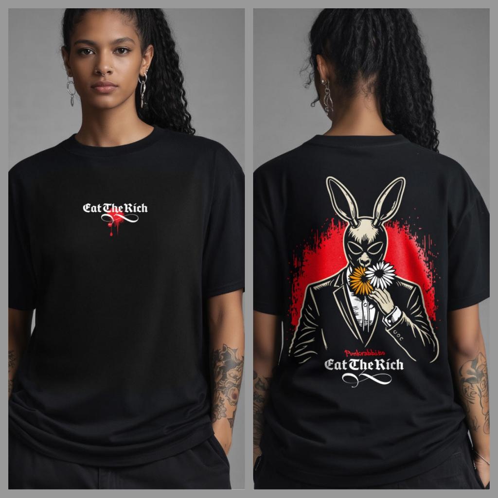 Flowers for The Dead Punkrabbits Oversized Streetwear Graphic TShirt for Rebels Dreamers