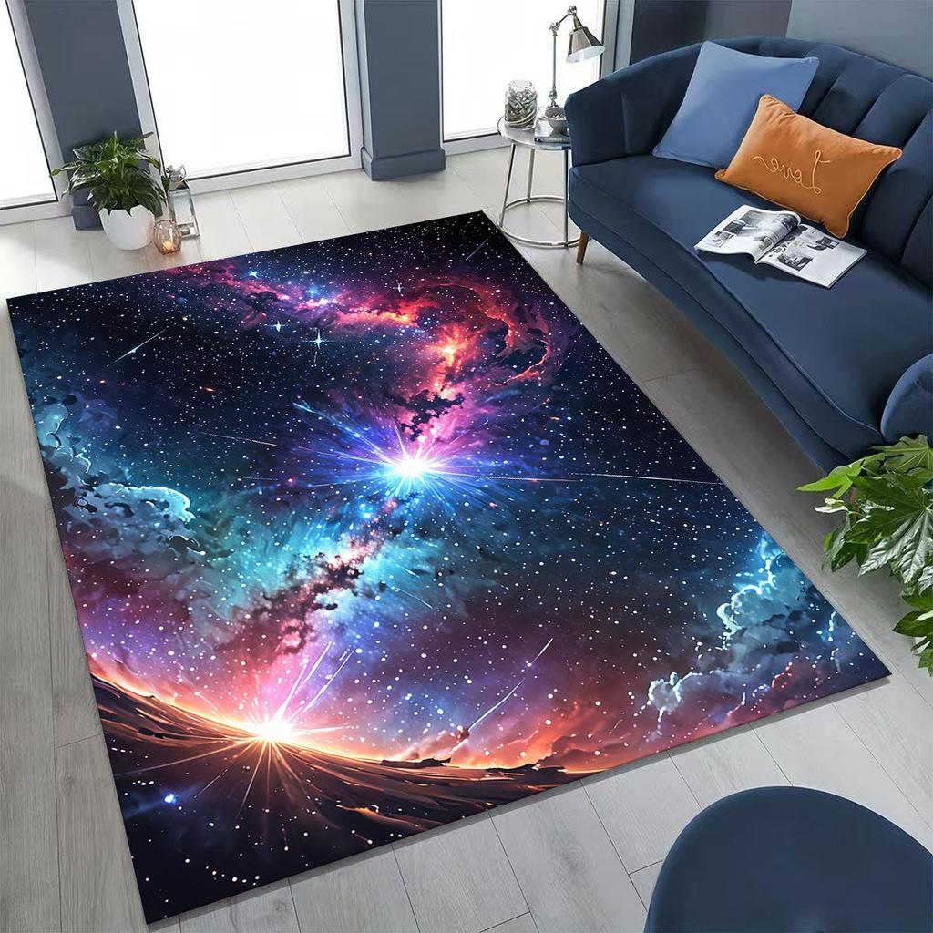 Dreamy Galaxy Universe Space Stars Black Hole Earth Rug for Bedroom Living Room Sofa Home Doormat Decor,Kid Non-slip Floor Mat