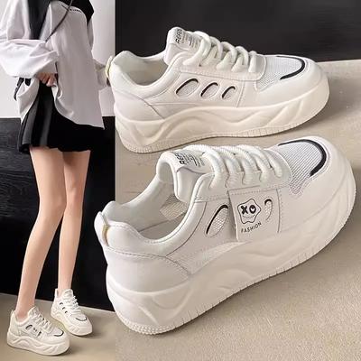 Thick White Shoes Women's Net Surface Breathable Sports Shoes Summer New All-match Shoes
