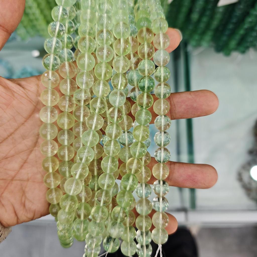 7A Natural Green Fluorite Round Bead Bracelet - Semi-finished DIY Jewelry Accessories, Loose String Beads, In Stock.