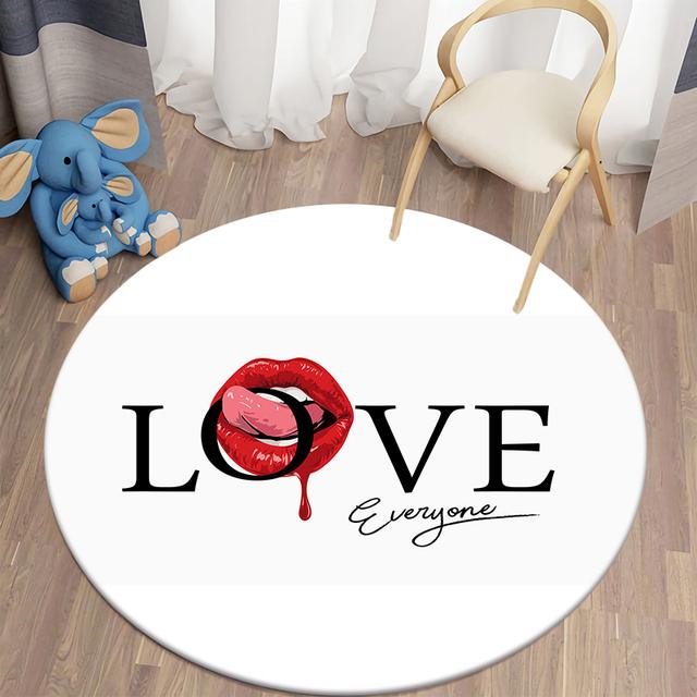 

Round Nail Polish Lipstick Carpet For Girls Bedroom Living Room Cosmetics Area Rug Soft Doormat For Children Girls 40cm