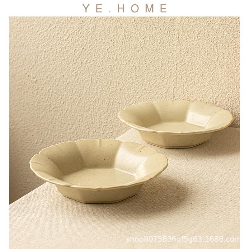 Retro Japanese Style Super High Value Matte Ceramic Lace Deep Plate B & B Restaurant Soup Plate Handmade Pasta Plate