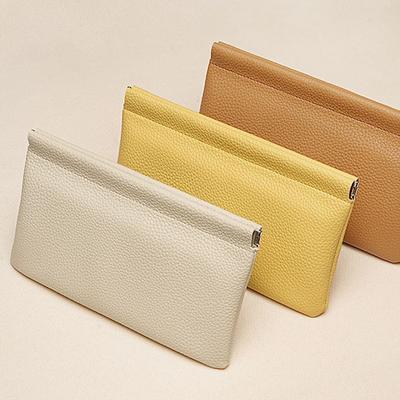 Portefeuille long à fermeture automatique en cuir PU première couche Porte-passeport Permis de conduire Porte-documents Câble de données Sac à cosmétiques Rangement