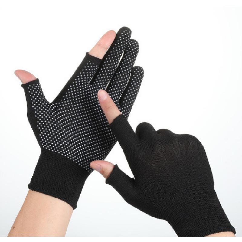 

1 пара перчаток с двумя открытыми пальцами для мужчин и женщин, которые могут касаться экрана для рыболовства, страхование труда, износостойкие и нескользящие чёрный