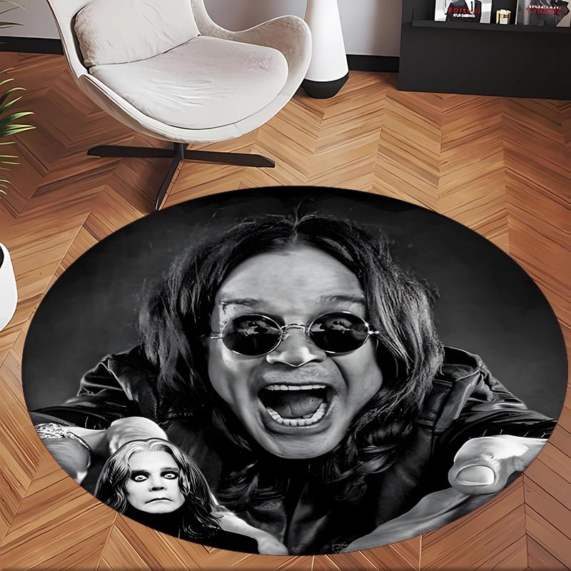 Ozzy Osbourne (20) Round Office Rug Decorative Floor Rug for Office Bedroom Living Room and Home Space