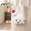 Holiday Stocking Stuffer Cute Baby Seal Plush Keychain, Soft Fluffy White Mini Bag Small Animal Charm, Stuffed Ocean Key Ring Accessory for