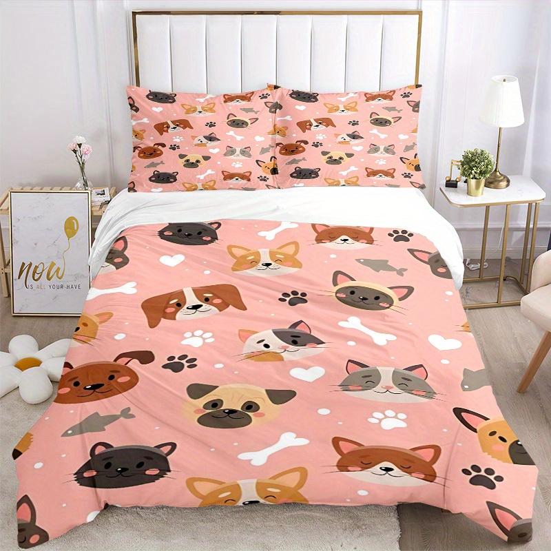 3pcs Cute Animals Bedding Set, Suitable for Bedroom Decoration, (Includes 1 Duvet Cover And 2 Pillowcases, Quilt Not Included) Yy250822153