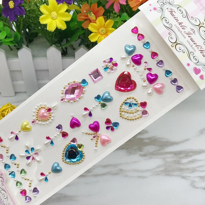 Children's Crystal Acrylic Diamond Stickers Children's DIY Handmade Decoration Pearl Shape Comes with Adhesive Creative Adhesive Painting