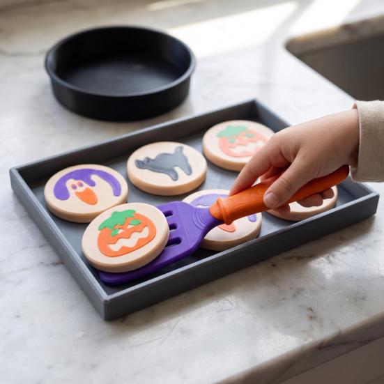 Tabletop Display Decor 3D Printed Halloween Cookie Toy, Simulated Bakery Food Playset for Kids Fall Seasonal Activity Kit Pretend Play And Decoration