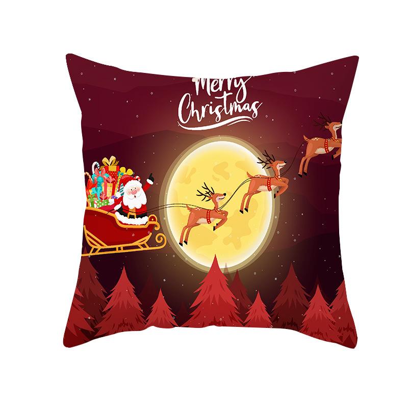 Cartoon Santa Claus Pattern Throw Pillow Cover With Short Plush Print Living Room Sofa Decoration Cushion Cover Pillow Covers