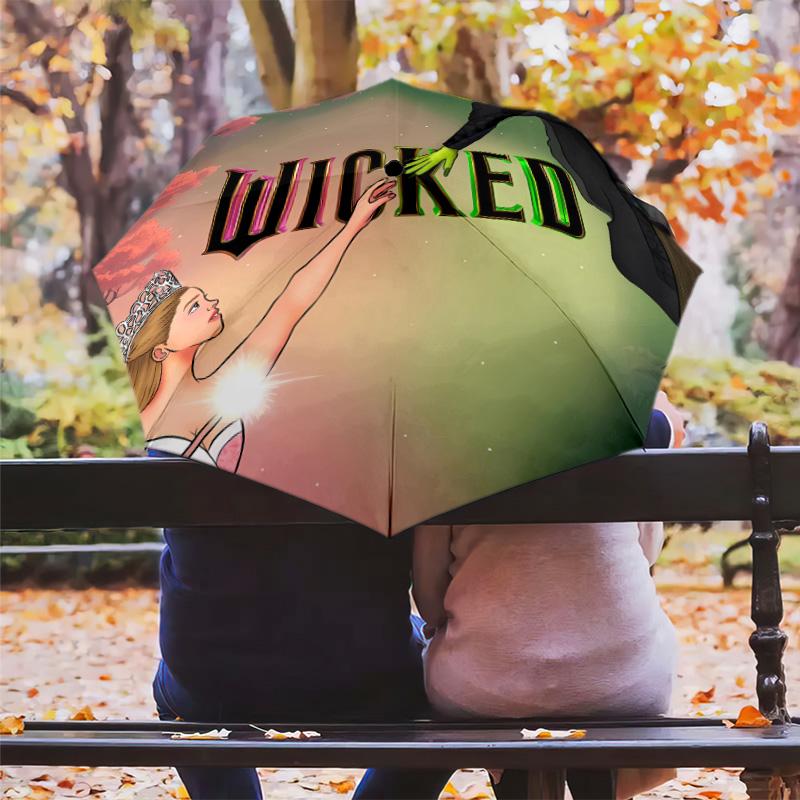 1 PC Automatic Folding Umbrella - Wicked Pattern Portable Foldable Design With 8 Ribs Christmas Birthday Gifts