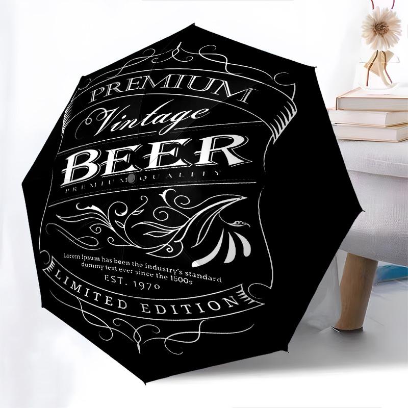 1pc Premium Beer Automatic Open Close Umbrella Windproof Canopy, Automatic Open Close Button10151