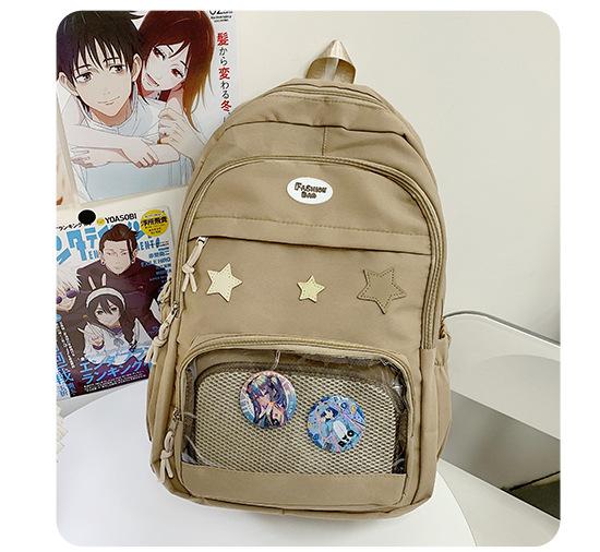 Schoolbag Japanese Ins Cute Soft Girl Travel Bag Transparent Bag Large Capacity College Style Girl Primary and Secondary School Student Backpack