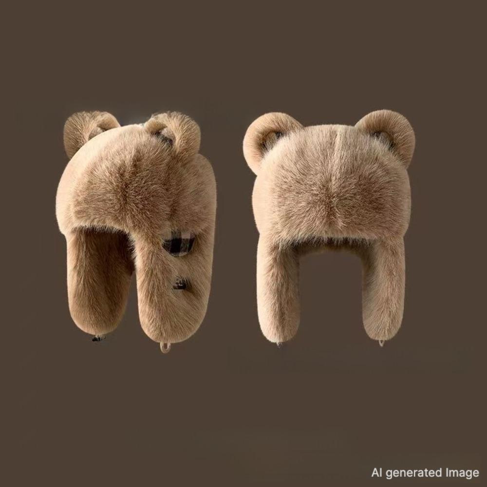 Winter Knit Trapper Hat Fleece Lined Thickened Earflap Beanie Windproof Warm Cold Weather Cap