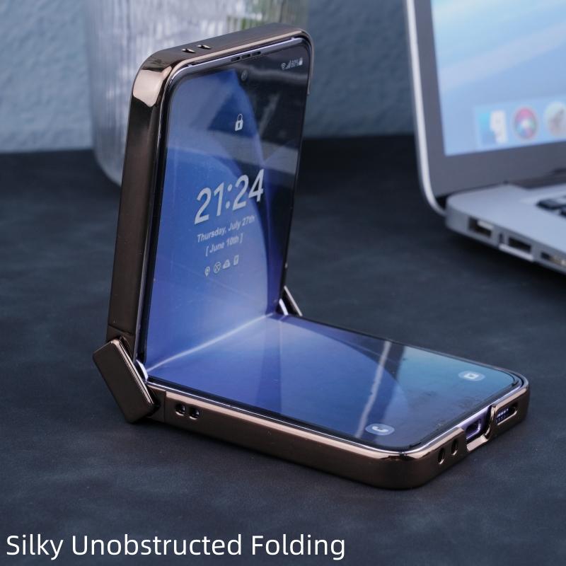 Electroplate Carbon Fiber Phone Case for Samsung Galaxy Z Flip 6 5 4 3 Flip6 Flip5 Flip4 Flip3 Magnetic Hinge Protective Cover