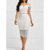 One Collar Lace Hip Hugging Dress off-Neck Short Sleeve Lace Sheath Dress