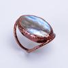Oval Owyhee Blue Opal Stone Birthday Electroformed Eternity Ring Jewelry Copper V-57