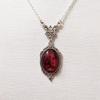 Retro Red Quartz Crystal Silver-Plated Pendant Necklace