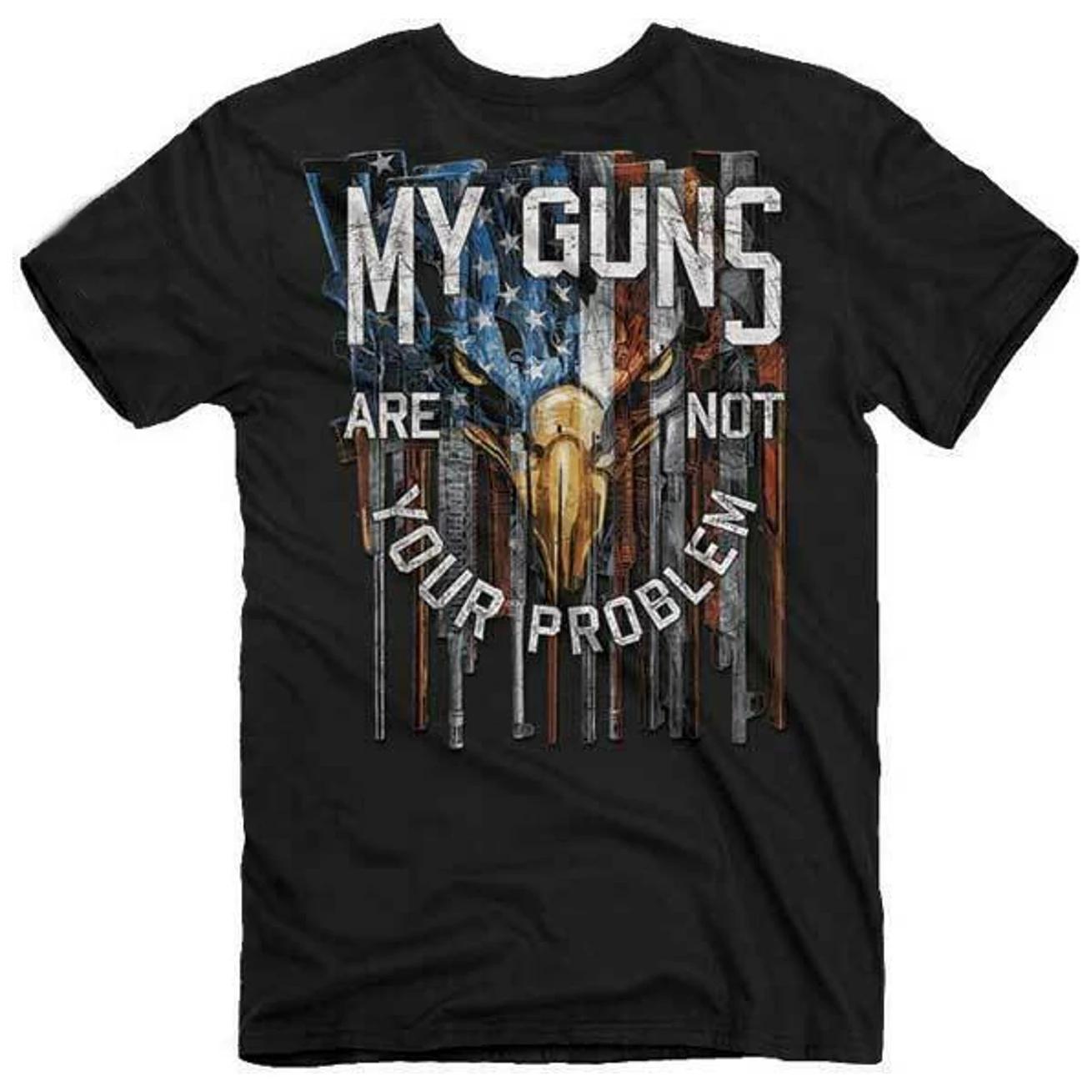 My Guns Are Not Your Problem. USA Flag Bald Eagle Gun Rights T-Shirt 100% Cotton O-Neck Short Sleeve Summer Casual Mens T-shirt 4XL