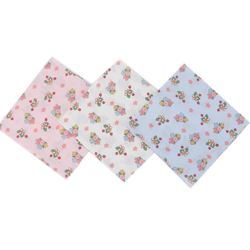 3Pcs 45x45cm Square Cotton Pastoral Flower Printed Portable Lady Handkerchief Women Absorbent Hand Towel Wedding Party Gift