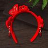 Headwear New Year Hair Hoop Embroidered Bow Ancient Style Hairband Cute Red Plush Headband  Gift