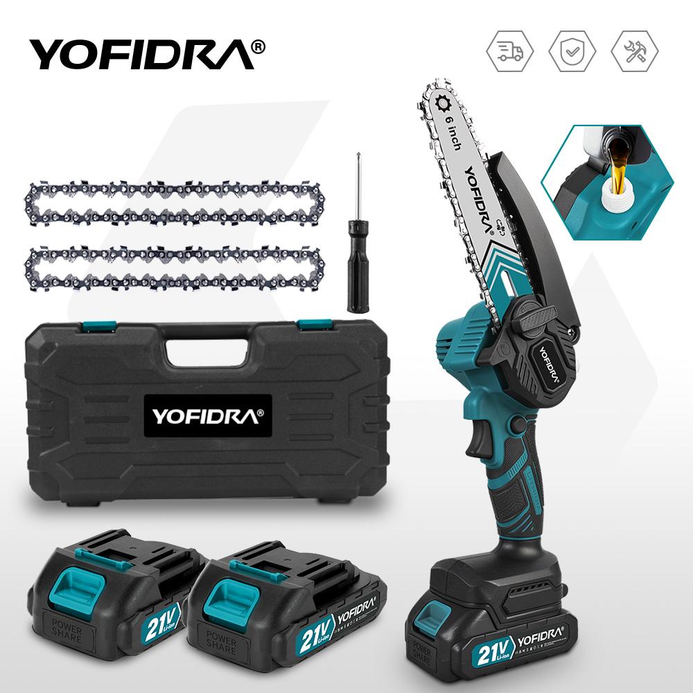 Yofidra 6-tommers Kjedesag Trådløs Elektrisk Sag Trearbeid Hage Klipping Beskjæringssag Elektroverktøy For Makita 21V Batteri Pin