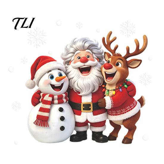 Easy Install Holiday Accents Christmas Window Clings, Peel And Stick Winter Santa Snowman Reindeer DIY Festive Home Supplies Decals, PVC Xmas