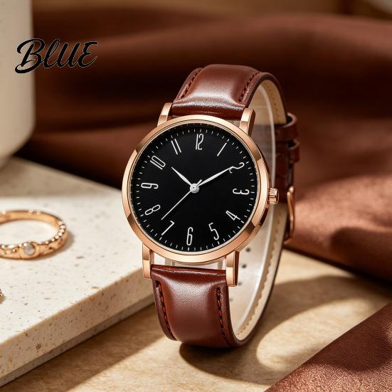 Vintage Style Leather Watch Men's Analog Quartz Watches Minimalist Three-Hand