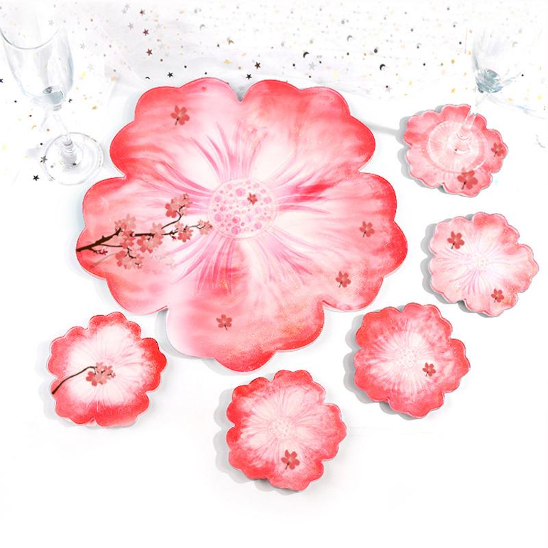 Flower Shape Coaster Mold with Sunlight Edges Fruit Tray Silicone Epoxy Casting Mold for Resin DIY Jewelry Plate Trinket