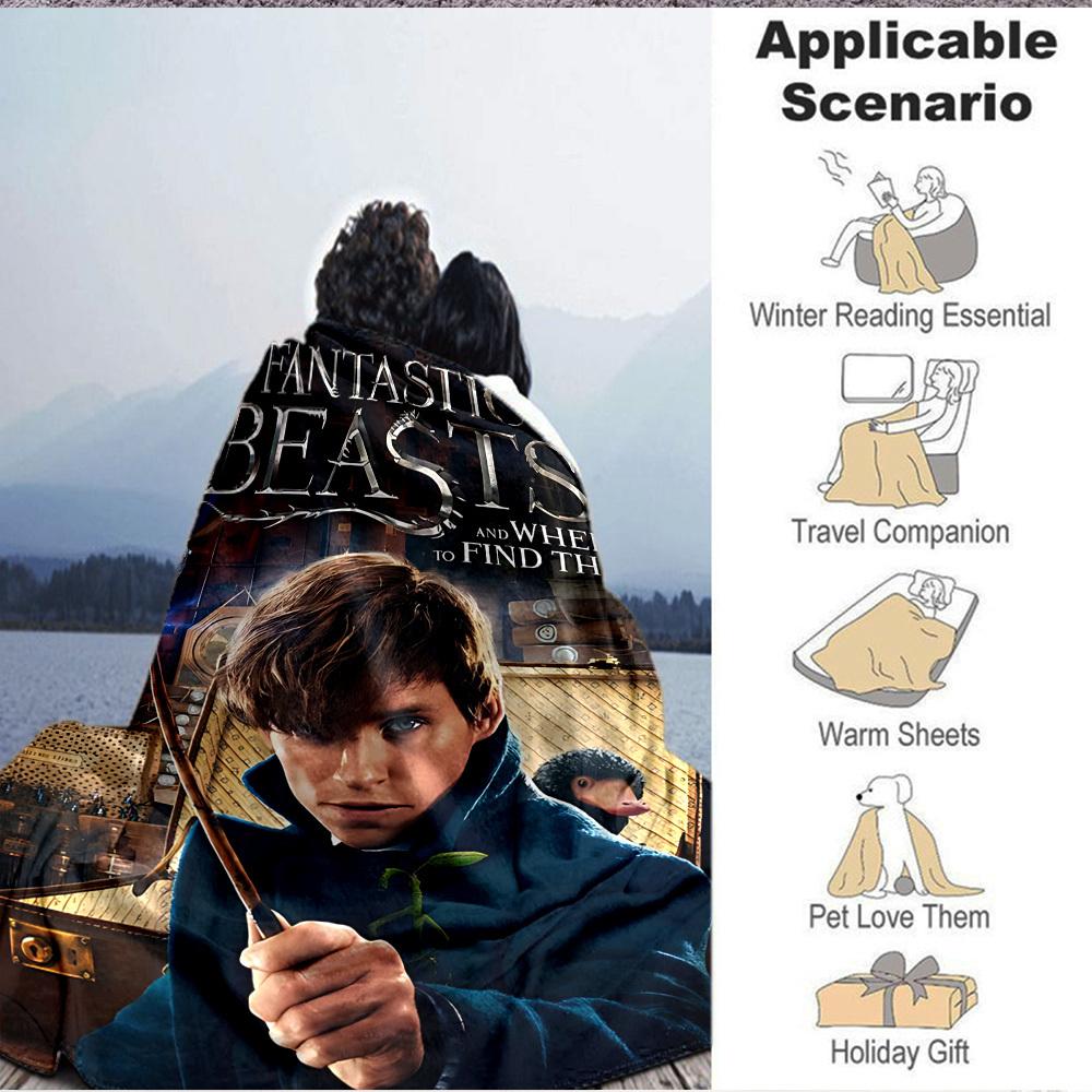 1pc Fantastic Beasts Blanket Polyester Fiber, All Season Comfort for Sofa, Bed, Office, Car, Camping Ideal Home Decor & Gift, Office Comfort