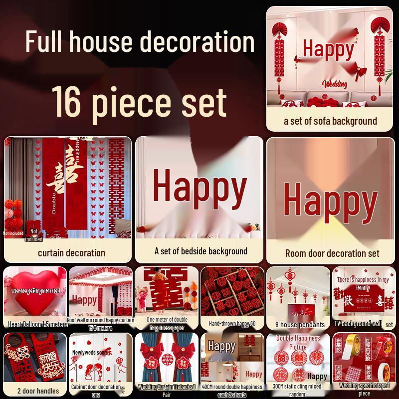 Wedding Ceremony Room Décor Set: Bridal & Groom's Room, Living Room Sofa & Background Wall Decorations